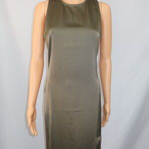 Unique 21 Midi Tank Dress Womens Size 6 Olive Green Satin Effect Cocktail Modest